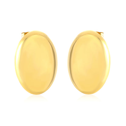 Wholesale Waterproof 18K PVD Gold Plated High Polish Oval StudsHigh-resolution on white background
