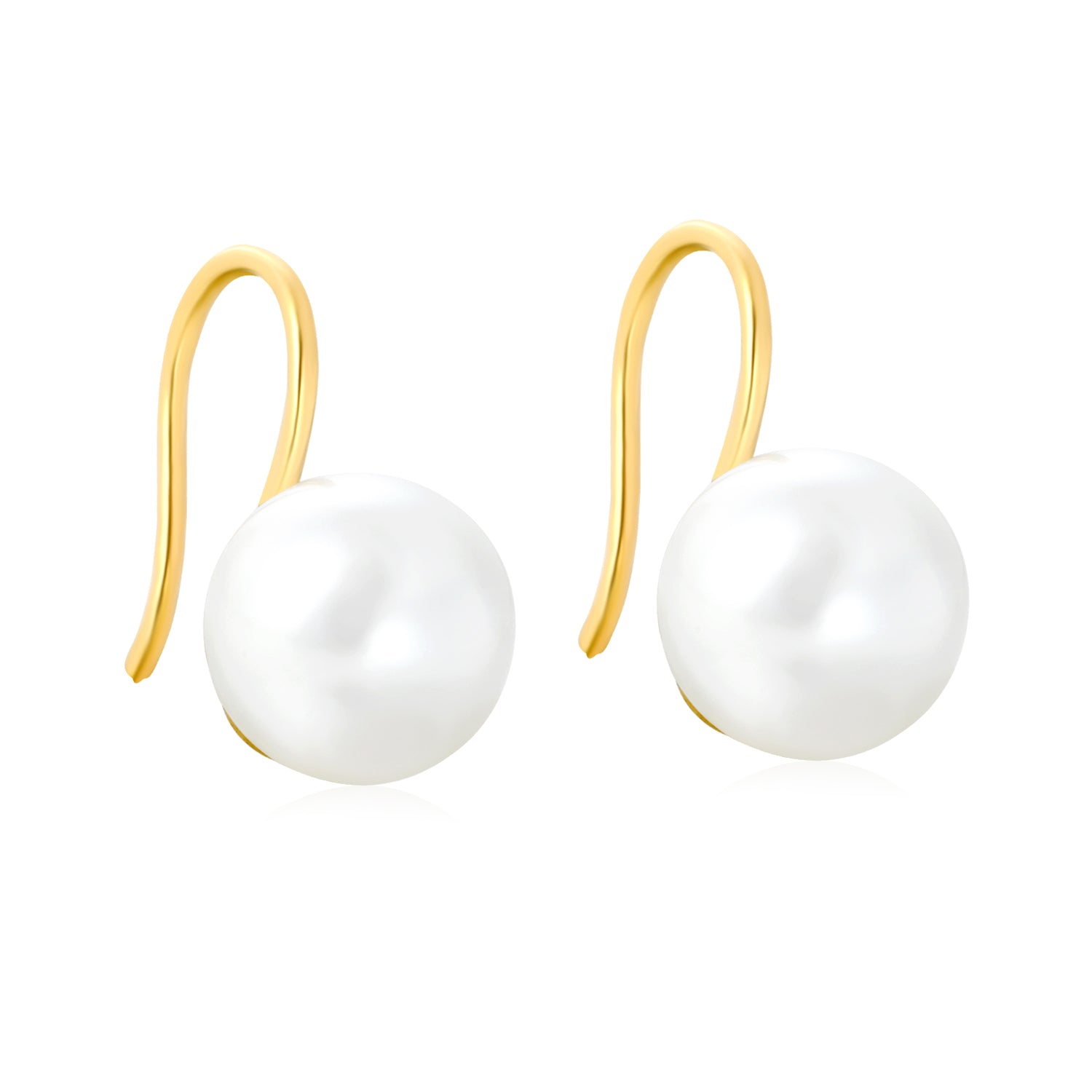 Wholesale Waterproof 18K PVD Gold Plated Minimalist Pearl DanglesHigh-resolution on white background