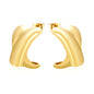 Wholesale Waterproof 18K PVD Two-Tone Smooth C Hoop EarringsHigh-resolution on white background