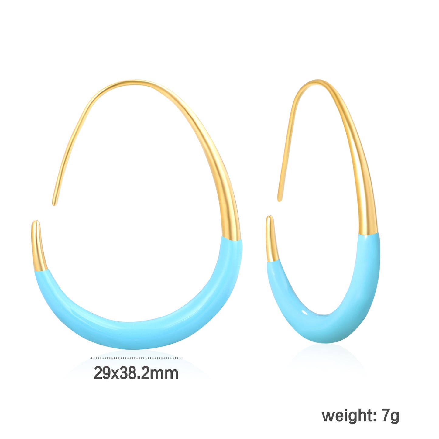 Wholesale Waterproof PVD Gold Enamel Egg-Circle EarringsDimension diagram_blue