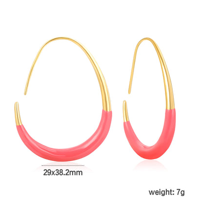Wholesale Waterproof PVD Gold Enamel Egg-Circle EarringsDimension diagram_pink