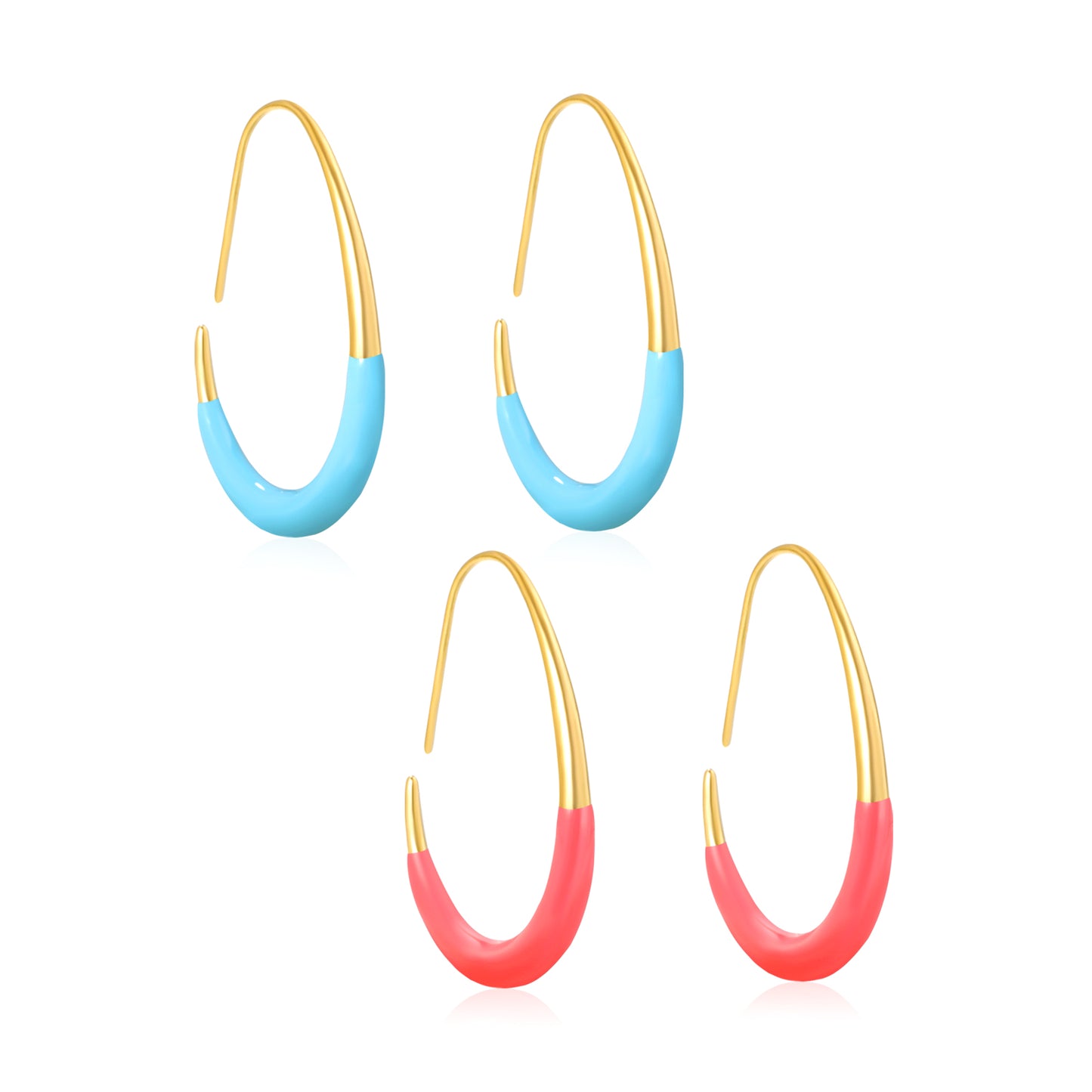 Wholesale Waterproof PVD Gold Enamel Egg-Circle EarringsHigh-resolution white background image
