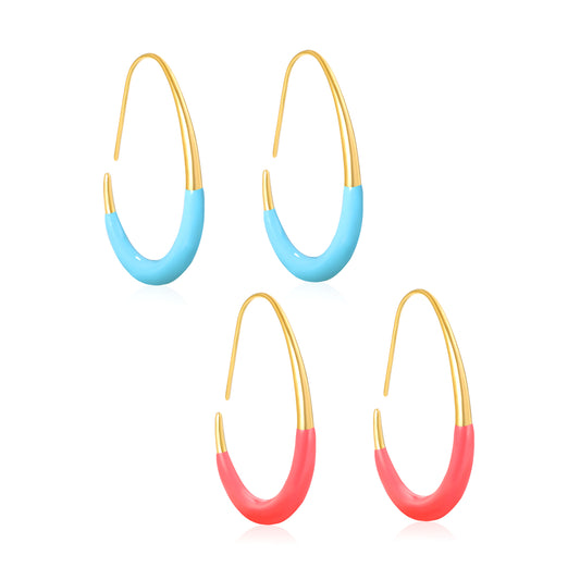 Wholesale Waterproof PVD Gold Enamel Egg-Circle EarringsHigh-resolution white background image
