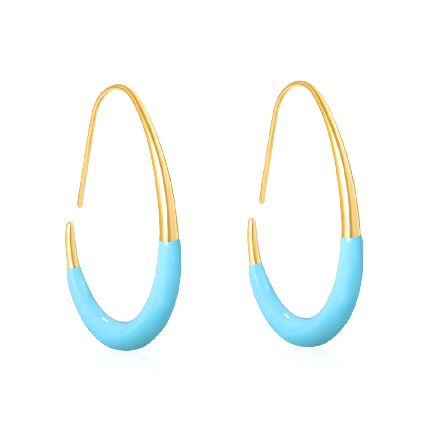 Wholesale Waterproof PVD Gold Enamel Egg-Circle EarringsHigh-resolution white background image_blue