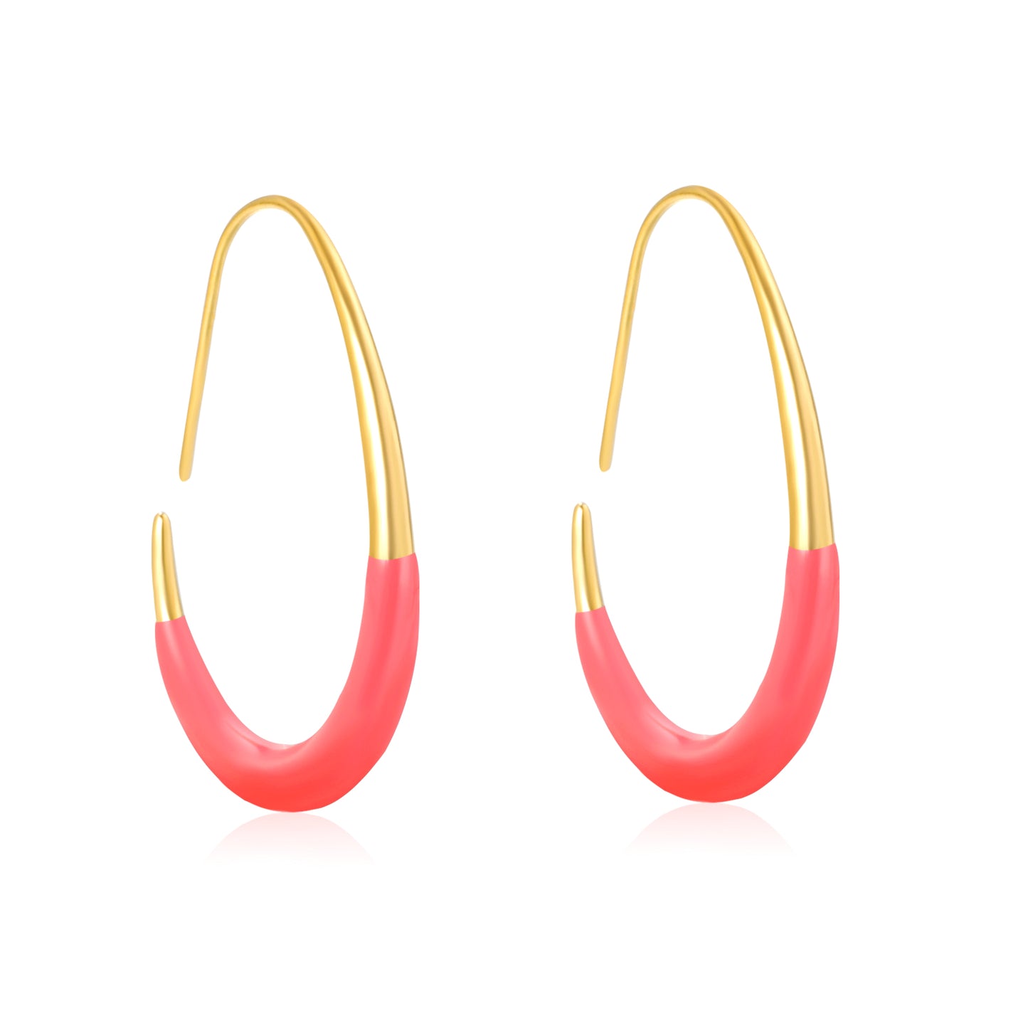 Wholesale Waterproof PVD Gold Enamel Egg-Circle EarringsHigh-resolution white background image-pink