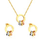 Wholesale Waterproof PVD Roman Numeral Hollow Three-Color Jewelry SetHigh-resolution white background image
