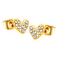 Wholesale stainless steel 18K gold plated heart-shaped white diamonds ordinary pin earringsHigh-resolution on white background
