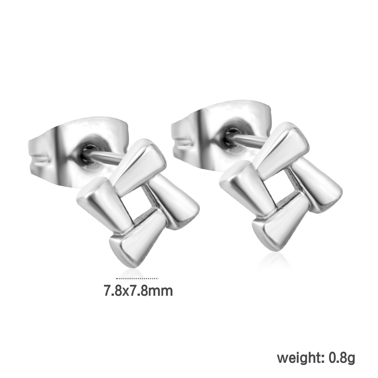 Wholesale stainless steel 18K gold plated openwork quadrilateral plain pin earringsHigh-resolution on white background
_silver