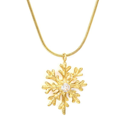 Winter Wonderland Snowflake Pendant Necklace | Tarnish-Free Gold Hypoallergenic