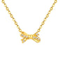 Tiny Bow CZ Necklace | 304L Steel Gold Plated Daily Wear 40cm