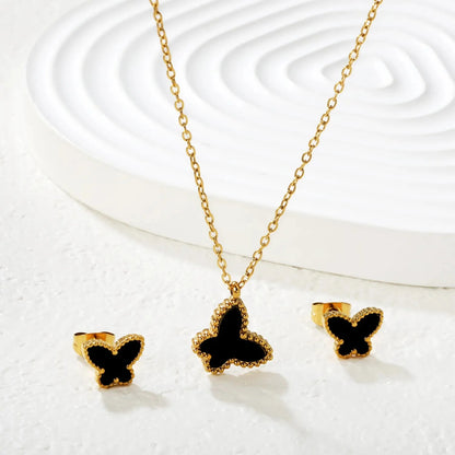 Wholesale 304L Stainless Steel Butterfly Necklace & Earrings Set