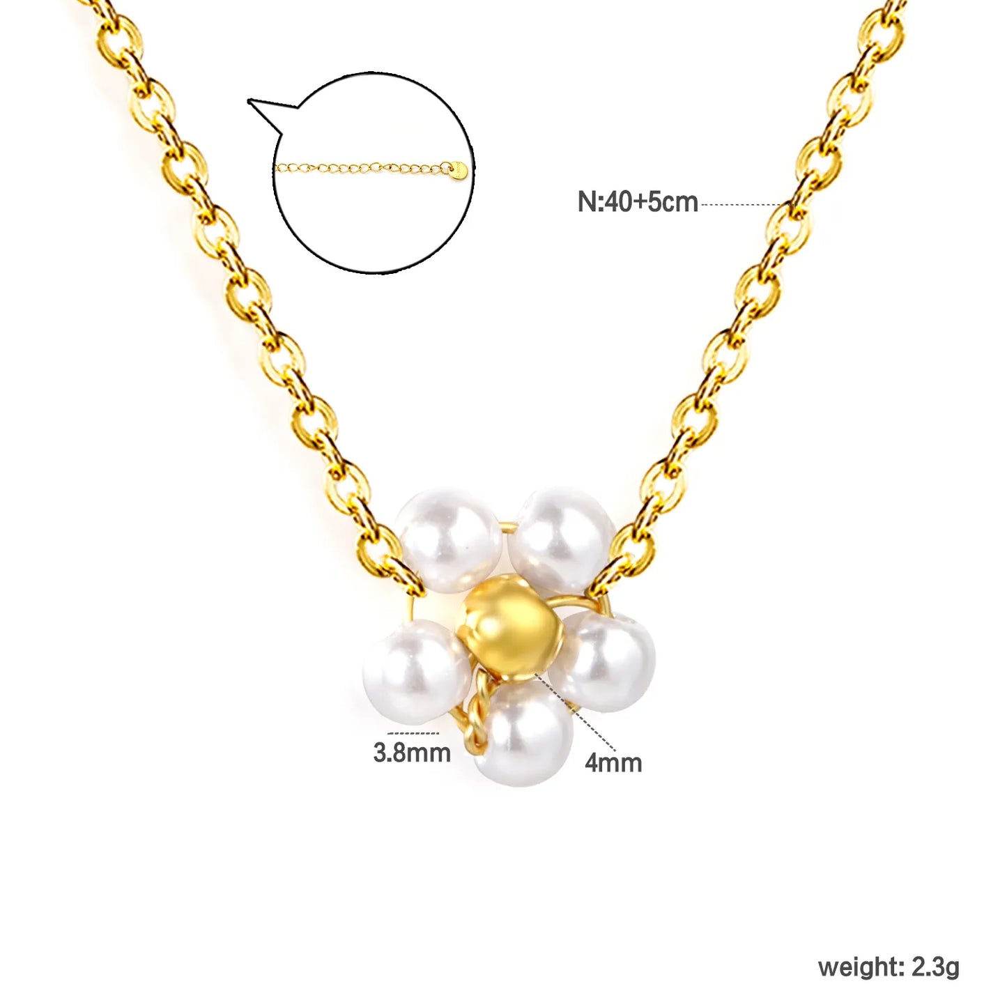 Bulk PVD Gold Sculpted Shell Pearl Flower Pendant Necklace
