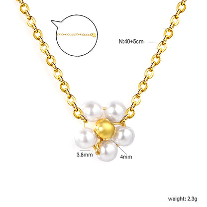 Bulk PVD Gold Sculpted Shell Pearl Flower Pendant Necklace