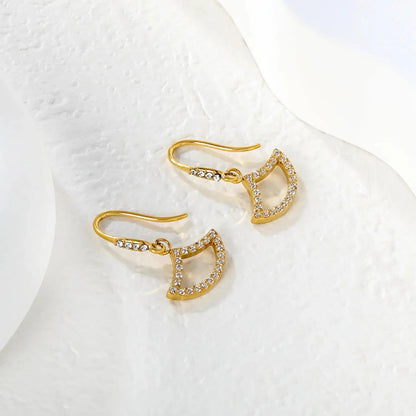 Wholesale Stainless Steel Fishtail Earrings | Full Zircon Inlay Bulk