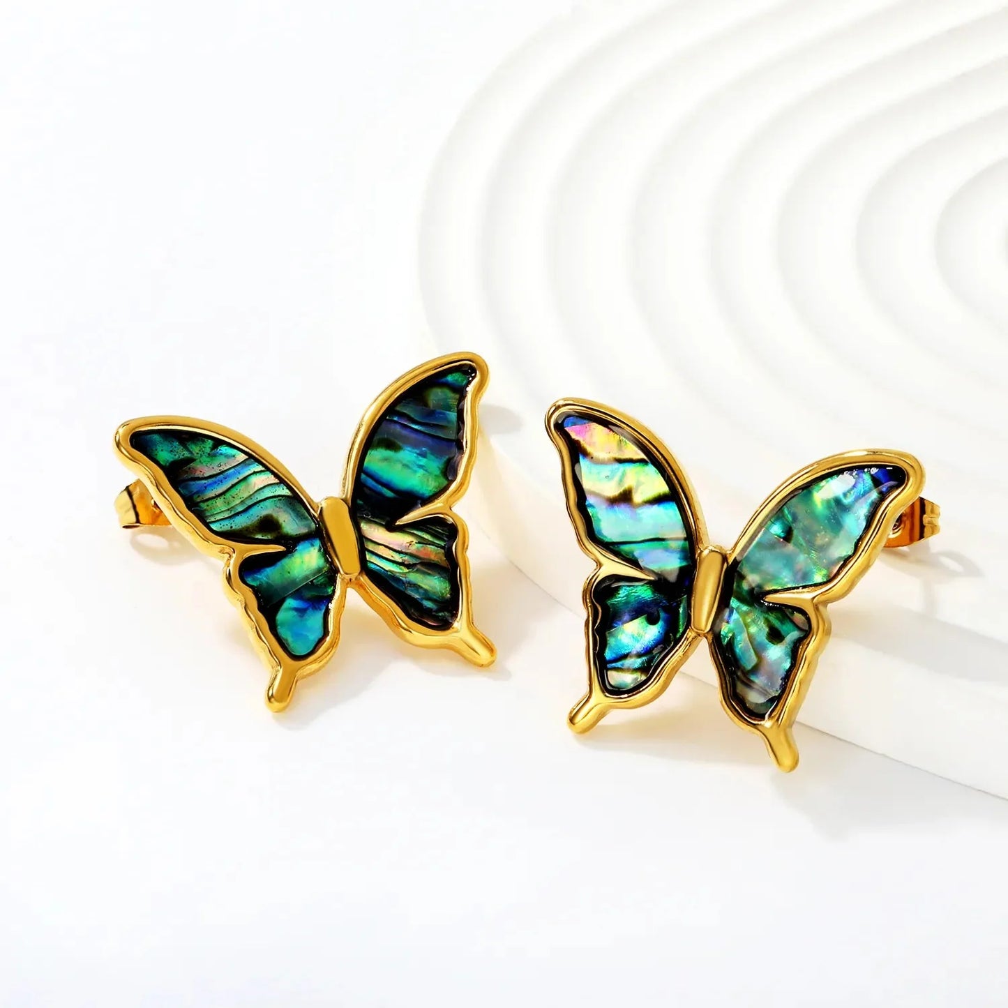 Elegant Stainless Steel Butterfly Studs | French Style Shell Jewelry