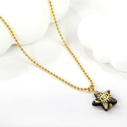 Embrace Coastal Mystique with an Iridescent Abalone Shell Star Eye Chain
