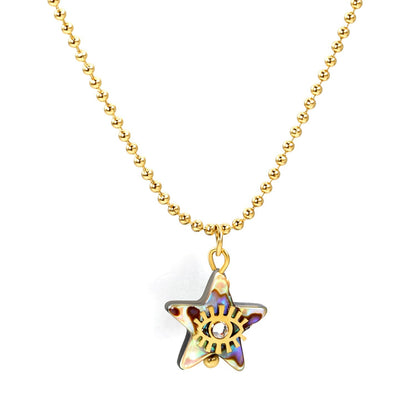 Embrace Coastal Mystique with an Iridescent Abalone Shell Star Eye Chain