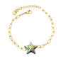 18K PVD Gold Plated Natural Abalone Star & CZ Bracelet Tarnish-Free