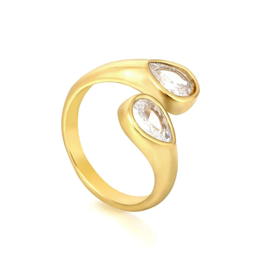 Minimalist Pear-Cut Zircon S-Ring Stainless Steel Waterproof