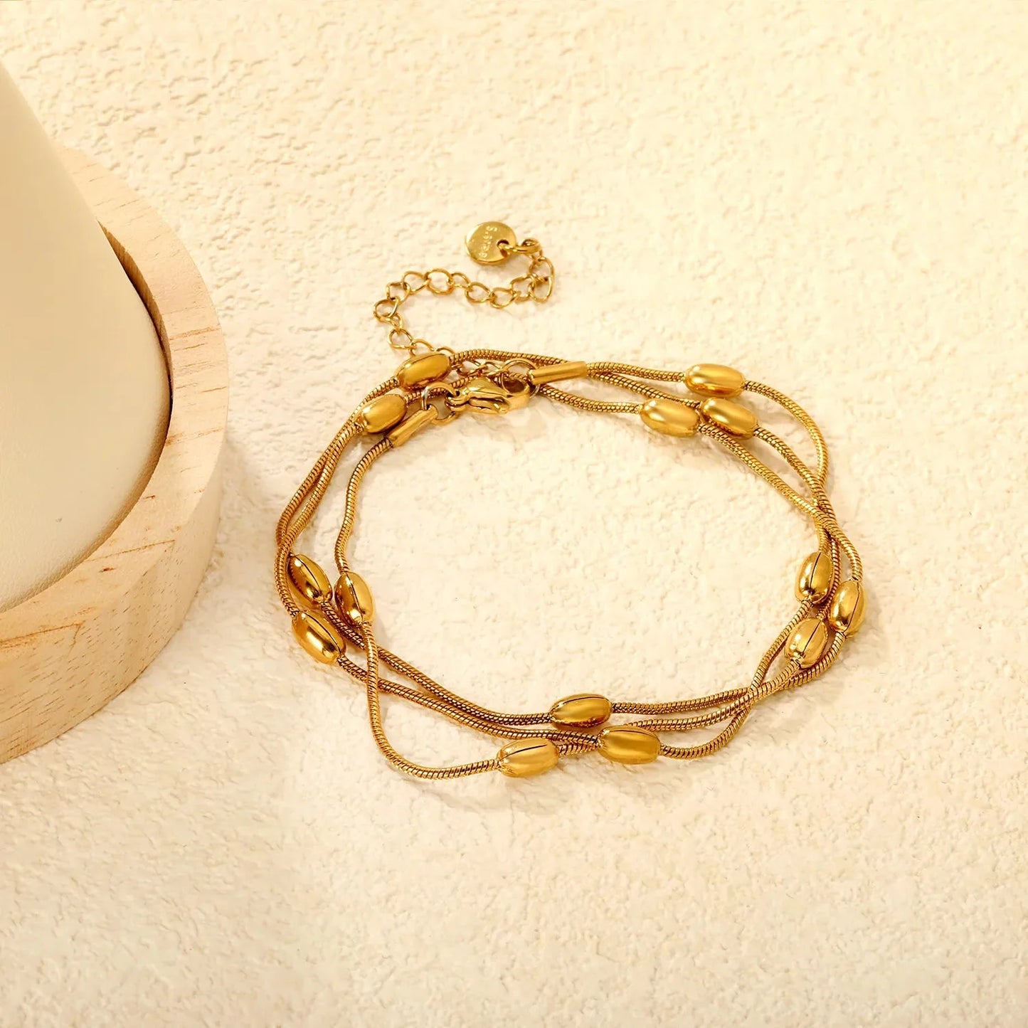 304L Stainless Steel Layered Bracelet | Gold Snake Chain