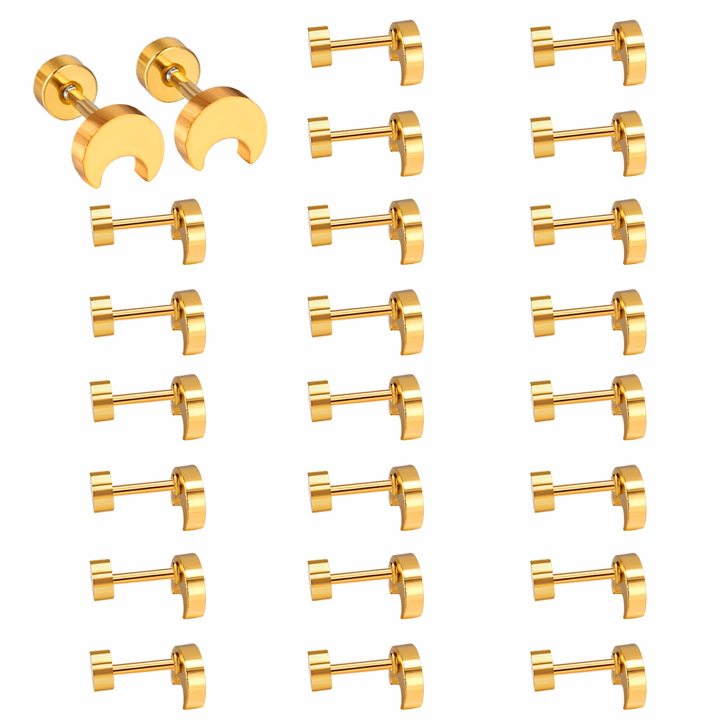 Wholesale Gold Moon Stud Earrings Celestial Mystique