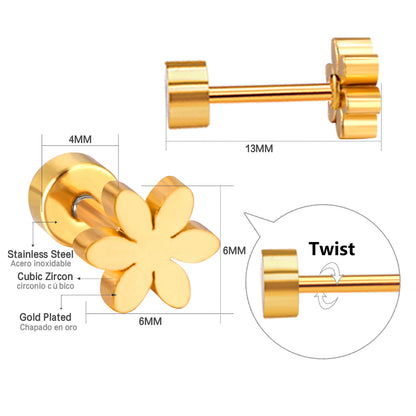 Wholesale Gold Floral Stud Earrings Blossom Romance