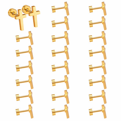 Bulk Gold Cross Stud Earrings Classic Symbolism