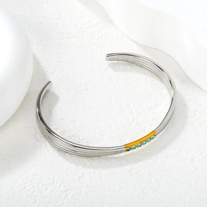 304L Stainless Steel Blue Zircon Bangle Supplier | PVD Gold Plating