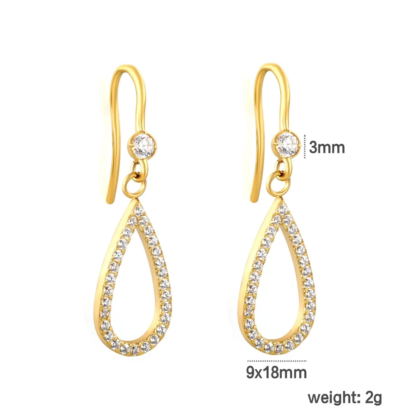 Tarnish-Free Stainless Steel Waterdrop Earrings | Classic Gold Jewelry