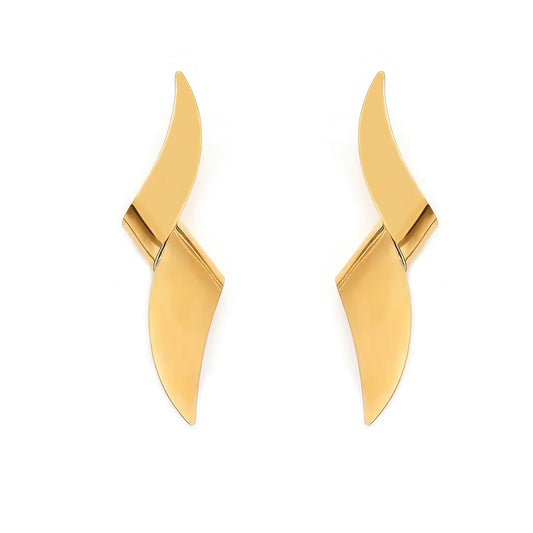 Bulk PVD Gold & Silver Sculpted Bionic Wing Stud Earrings