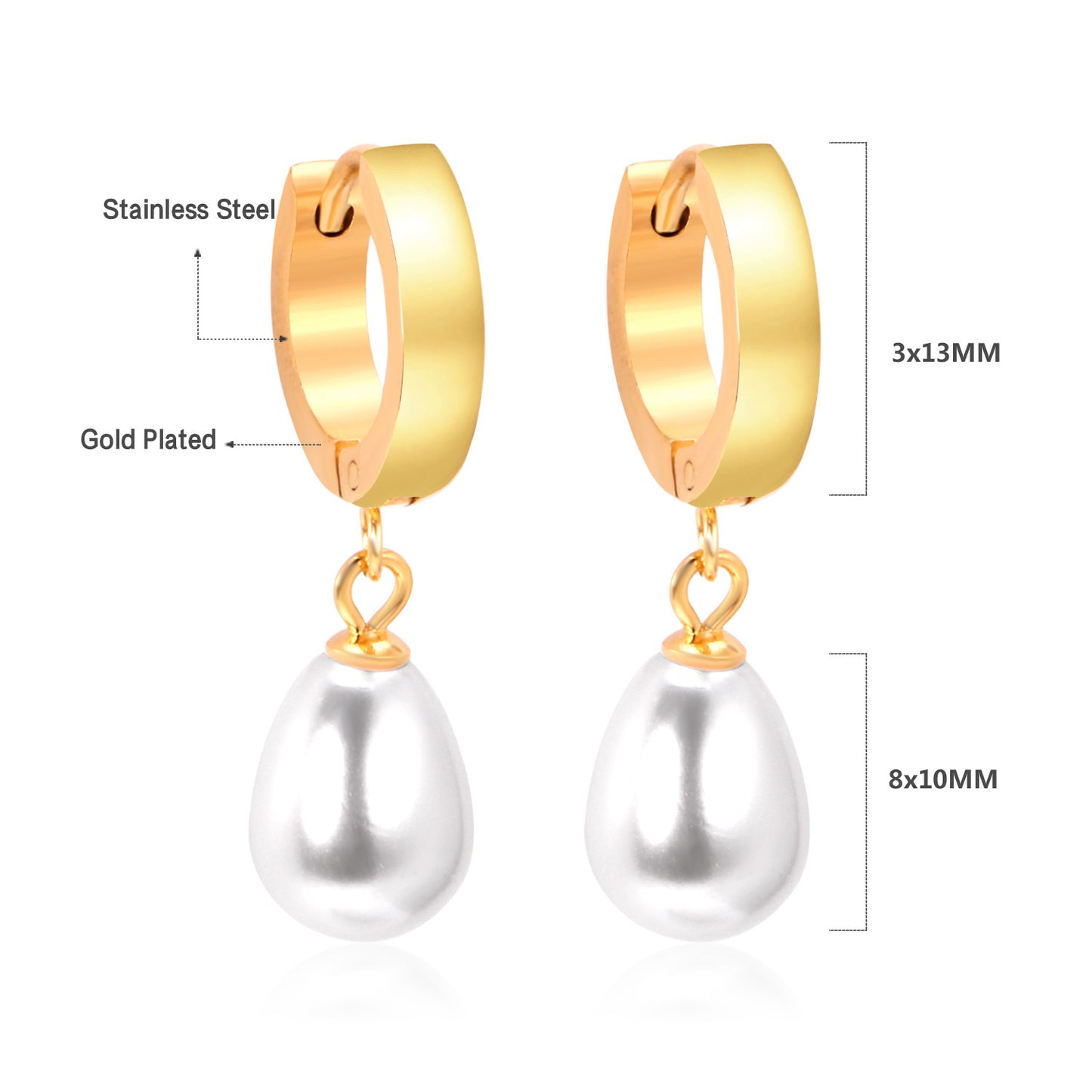 Wholesale 18K Gold Teardrop Pearl Dangle Earrings Bulk