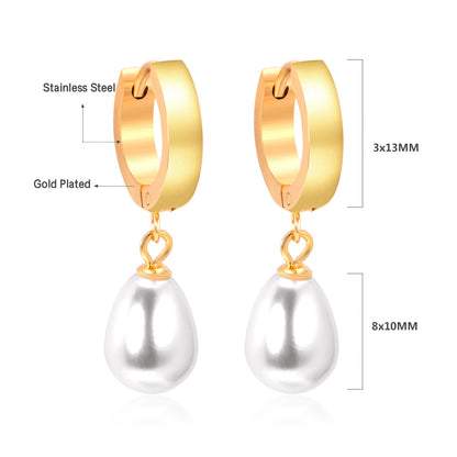 Wholesale 18K Gold Teardrop Pearl Dangle Earrings Bulk