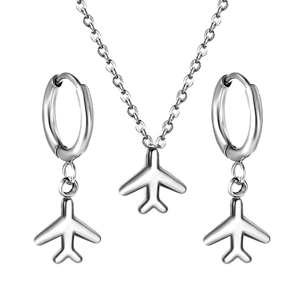 airplane jewelry stainless gold white-steel