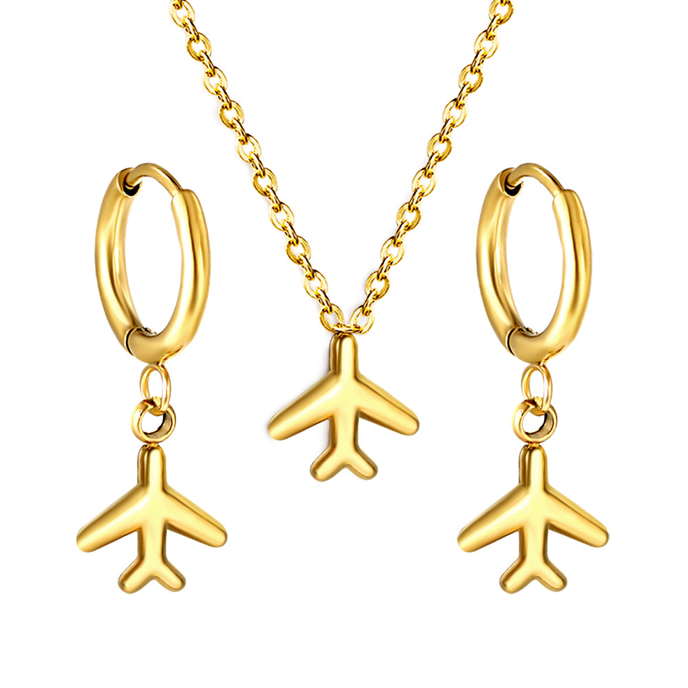 airplane jewelry stainless gold white
