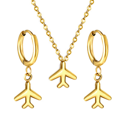 airplane jewelry stainless gold white
