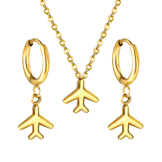 airplane jewelry stainless gold white