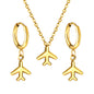 airplane jewelry stainless gold white
