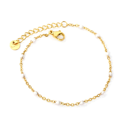 Wholesale 18K Gold Plated Alphabet Charm Bracelet with Rainbow Gems