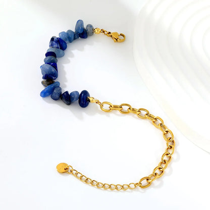18K PVD Gold Plated Amethyst Chip Paperclip Chain Bracelet Non-Tarnish