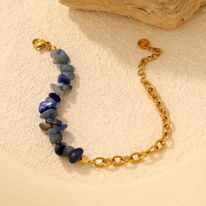 18K PVD Gold Plated Amethyst Chip Paperclip Chain Bracelet Non-Tarnish