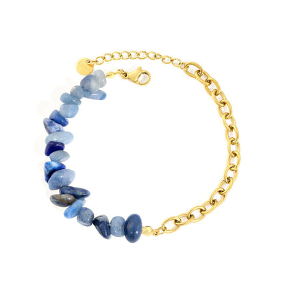 18K PVD Gold Plated Amethyst Chip Paperclip Chain Bracelet Non-Tarnish