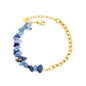 18K PVD Gold Plated Amethyst Chip Paperclip Chain Bracelet Non-Tarnish