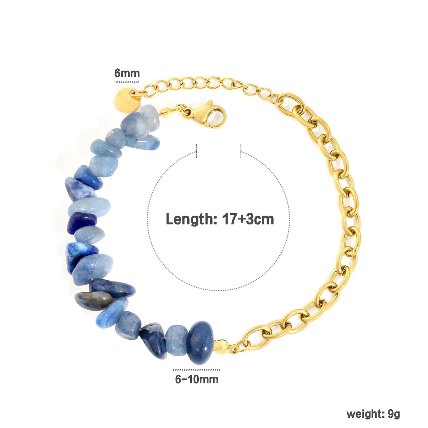 18K PVD Gold Plated Amethyst Chip Paperclip Chain Bracelet Non-Tarnish