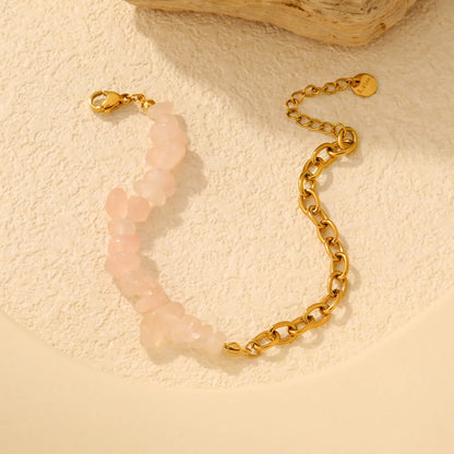 18K PVD Gold Plated Amethyst Chip Paperclip Chain Bracelet Non-Tarnish