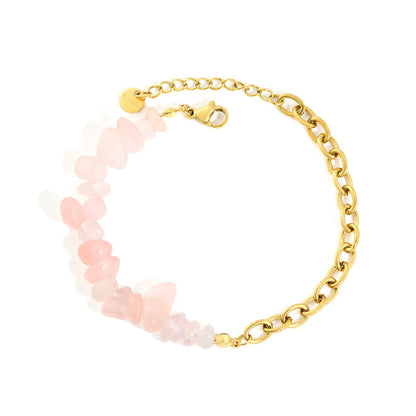 18K PVD Gold Plated Amethyst Chip Paperclip Chain Bracelet Non-Tarnish