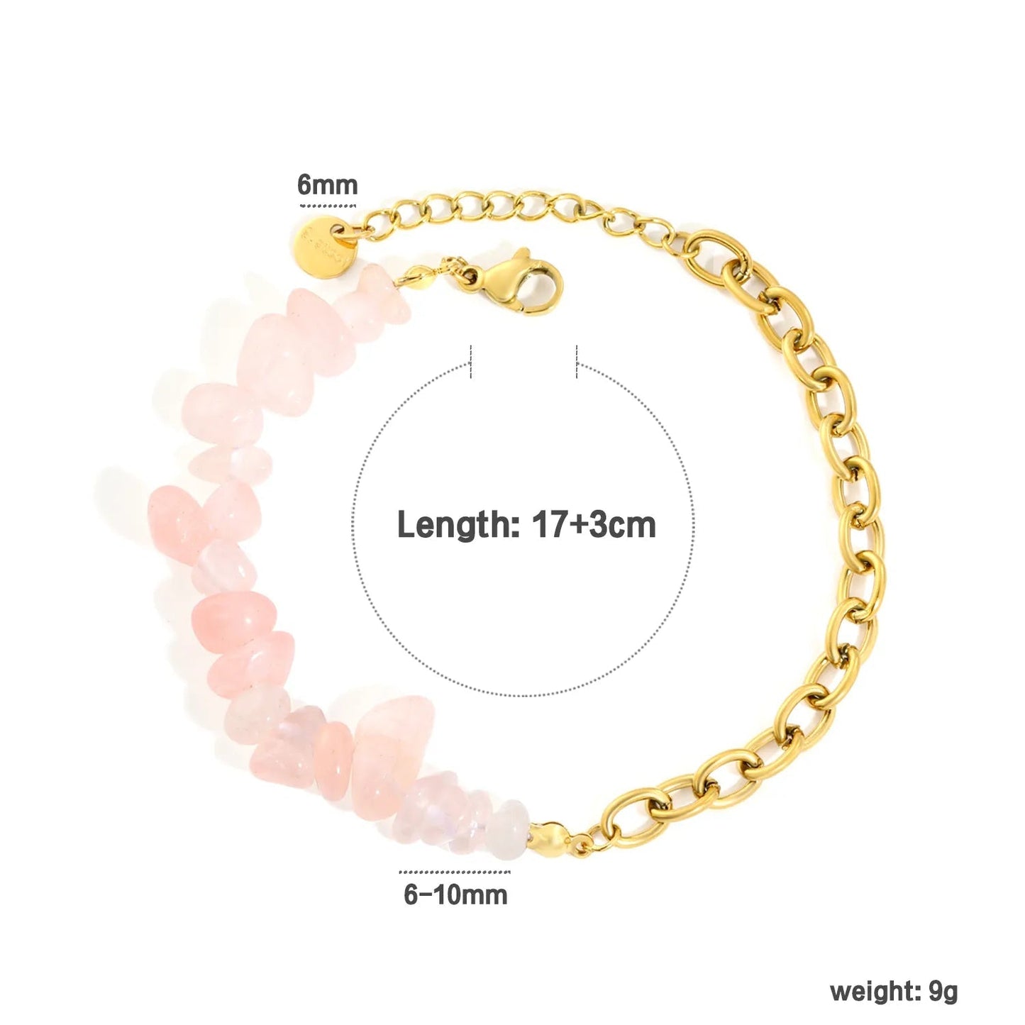 18K PVD Gold Plated Amethyst Chip Paperclip Chain Bracelet Non-Tarnish