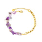 18K PVD Gold Plated Amethyst Chip Paperclip Chain Bracelet Non-Tarnish