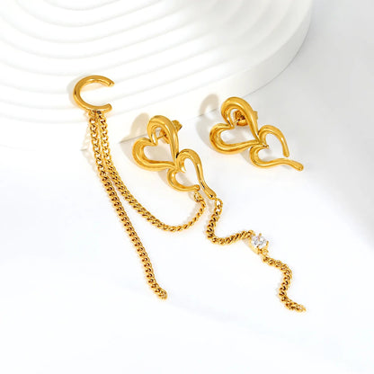 Sweet-Chic Rebellion: Asymmetric Long Woven Chains & Cutout Hearts