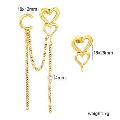 Sweet-Chic Rebellion: Asymmetric Long Woven Chains & Cutout Hearts