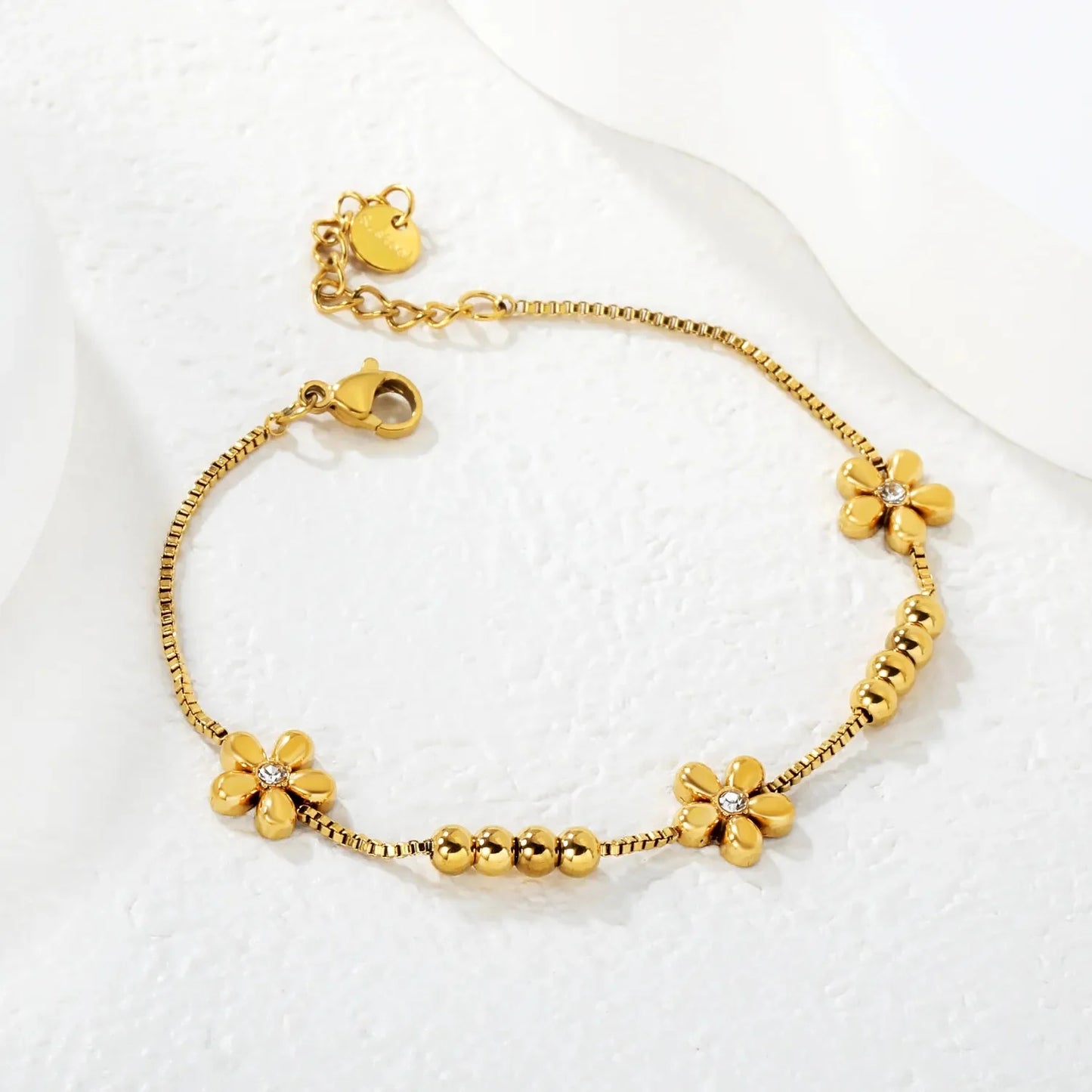 Wholesale 304L Stainless Steel Floral Bracelet Bulk - Gold Plated